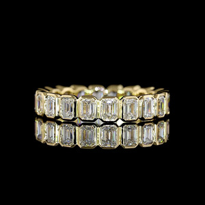 แหวนแต่งงานแบบ Eternity ประดับเพชรทรง Emerald Cut ที่เพาะเลี้ยงในห้องปฏิบัติการ ตัวเรือนชุบโรเดียม ทอง 10K 14K 18K เงิน 925 935 - Product Image 1