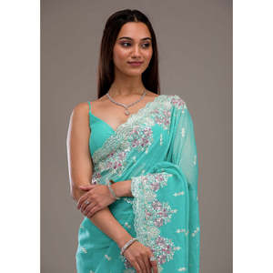 Designer <b>Shawl</b> with Embroidery Threads and <b>Sequins</b> Work Elegant Saree - Product Image 2