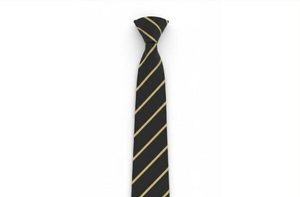 Corbata de Seda con Rayas Diagonales en Negro y Dorado, Corbata para Negocios y Banca - Product Image 1