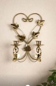 Double Candle Holder Metal <b>Wall</b> <b>Sconce</b> For Elegant Home Decor And Stylish <b>Wall</b> Decoration Purpose - Product Image 3