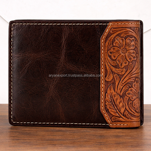 Genuine Leather Bifold <b>Wallet</b> for Men Handmade Tooled Leather <b>Wallet</b> Vintage Slim Card Holder <b>RFID</b> Minimalist <b>Wallet</b> Custom Logo - Product Image 4