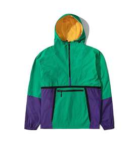 Veste coupe-vent à capuche pour homme, style décontracté et sportif, demi-zip, en polyester, color block, pour le printemps - Product Image 5