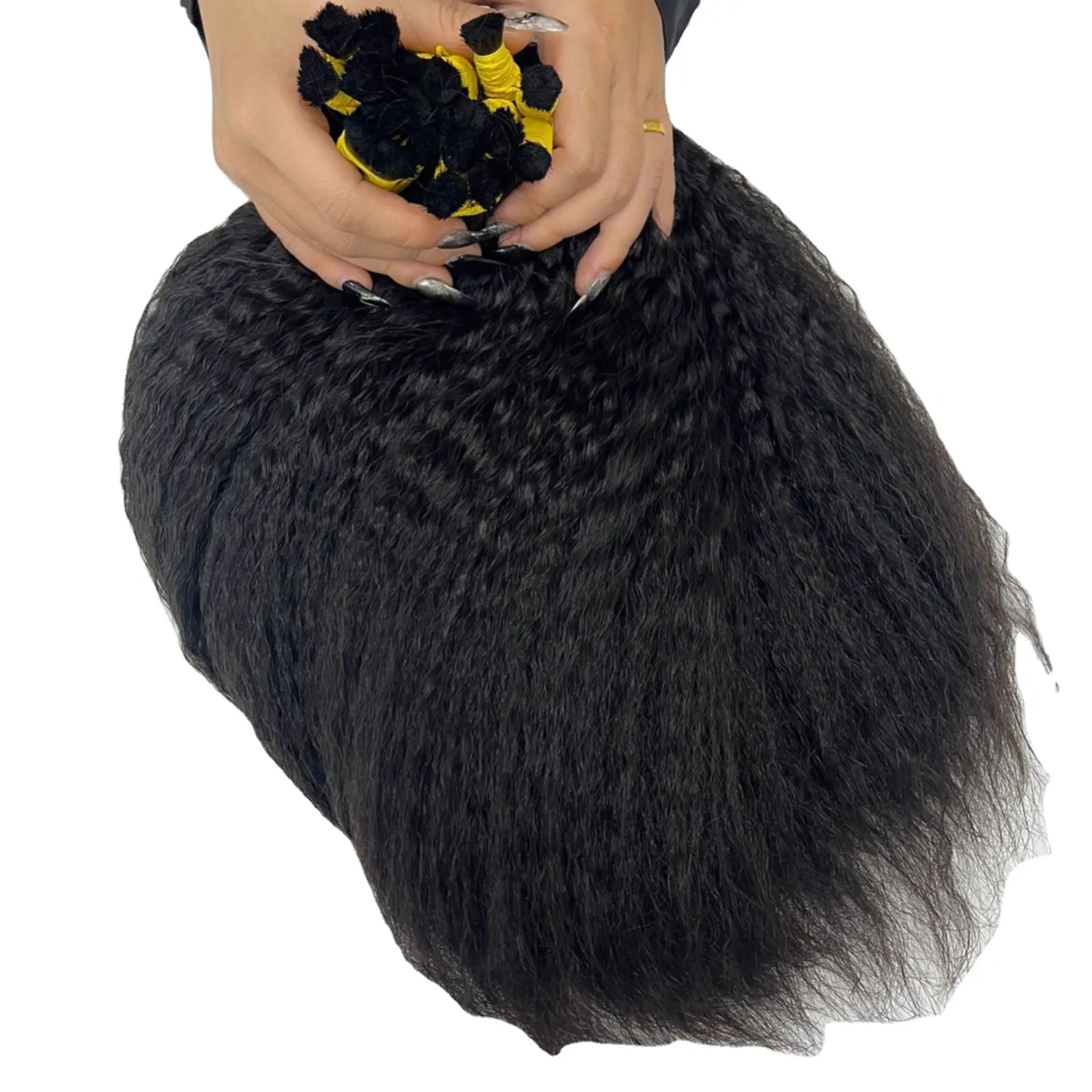 Relajación yaki liso-Extensión de cabello rizado hermoso cabello humano vietnamita crudo-Fabricación de pelucas-peluca frontal.