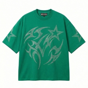 T-shirt homme en coton à strass USA, design scintillant, luxe abordable, tendance streetwear, mode - Product Image 2