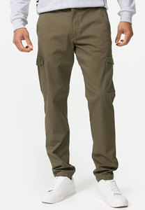 <b>Men's</b> Trendy Casual Cargo Pants Side Pockets Mid-Waist <b>Elastic</b> Waist Printed Canvas Anti-shrink 100% Cotton <b>Trousers</b> - Product Image 2