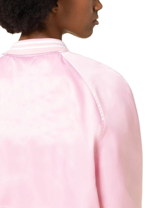 Custom Satin Varsity Jacket Women High Quality Shiny Silk Bomber Jacket Casual Snap Button Raglan Sleeve Letterman Jacket - Product Image 4
