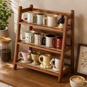 Wooden Double Tier Spice <b>Rack</b> For <b>Kitchen</b> Countertop <b>Storage</b> Minimalist Style Durable Standing Type wooden spice <b>rack</b> - Product Image 4