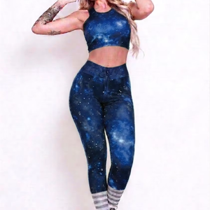 Conjunto de Yoga para Mujer, de la Mejor Calidad, Texturizado, con Costuras Sólidas, Estampado Digital, 2 Piezas, Transpirable, Cintura Alta - Product Image 1
