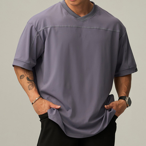 Custom Comfortable Beige <b>Polyester</b> Spandex O-Neck Short Tee Gym Fitness Quick Dry Oversized Running Athletic <b>T</b> <b>Shirt</b> for Men - Product Image 6