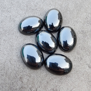 Hematite noire naturelle, cabochon de forme ovale, dos plat, qualité calibrée AAA, pierre précieuse lisse pour la fabrication de bijoux, toutes tailles - Product Image 3