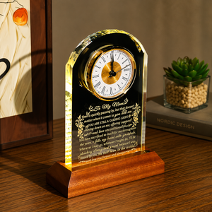 Ornalrist <b>Digital</b> Glass <b>Clock</b> Wooden Warm Light Base Art Deco Design Rectangular Shape Corded Snooze Function Anniversary Gift - Product Image 2