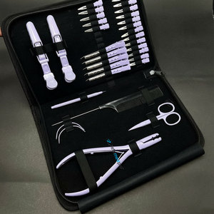 Kit d'outils pour extensions de cheveux nouées à la main, écologique, en acier inoxydable, avec pince à 2 trous, ciseaux, pinces de sectionnement et pinces crocodiles, boucle - Product Image 1