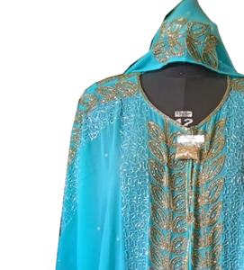 Robe de soirée kimono élégante, brodée de perles et de sequins, taille basse, taille unique, antistatique, longueur ras du sol, coupe trapèze - Product Image 3