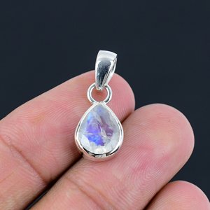 Colgante Bohemio Hecho a Mano de Plata de Ley 925 con Piedra Preciosa de Piedra Lunar Arcoíris Natural para Mujer, Engaste de Bisel, Piedra de Nacimiento de Junio - Product Image 3