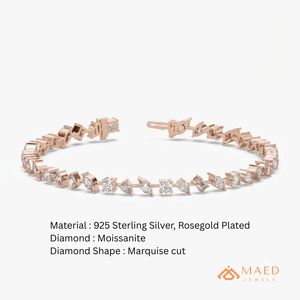 สร้อยข้อมือเทนนิสโมอิสซาไนต์สีโรสโกลด์สำหรับผู้หญิง สร้อยข้อมือแบบโซ่และแบบลิงค์ ดีไซน์หลากหลายเก๋ไก๋ทันสมัย ของขวัญวันครบรอบ - Product Image 6