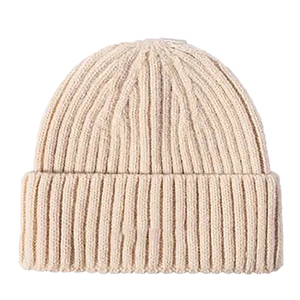 Bonnet unisexe confortable en acrylique chaud pour l'hiver, couleur unie, tricoté avec revers, logo brodé, pour usage quotidien, décontracté ou sportif - Product Image 1