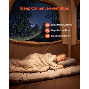 Tenda Gonfiabile per 4 Persone con Pompa Ricaricabile, Tubi d'Aria in TPU, 5 Finestre a Rete, Tessuto Oxford, Portatile e Facile da Montare - Product Image 6