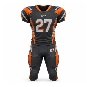 Maillot de football américain respirant en polyester sublimé avec logo personnalisé brodé sur tissu sergé, uniforme de haute qualité - Product Image 2