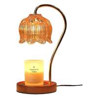 Lampe de table chauffe-bougie électrique élégante en métal, luminosité réglable, abat-jour en verre design pour le chauffage des bougies parfumées