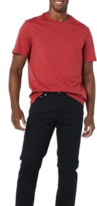T-shirt à manches courtes pour homme, couleur unie, col rond, coupe classique, tricot décontracté, rouge marine - Product Image 6