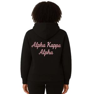 Sweat à capuche en polaire imprimé et brodé pour femmes, personnalisé, pour sororité, hiver/automne, avec lettres grecques - Fournisseur OEM - Product Image 5