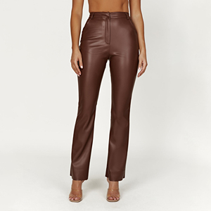 Leggings de cuero elásticos de cintura alta para mujer, diseño elegante, ropa moderna de moda, pantalones de cuero para mujer de primera calidad - Product Image 2