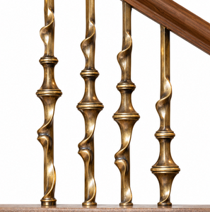 Rampe d'escalier en métal bronze torsadé de luxe avec balustres sculptés pour villas, hôtels et intérieurs élégants - Product Image 3