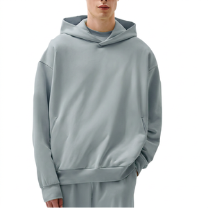 เสื้อฮู้ดผู้ชายไซส์ใหญ่ สีพื้น ผ้าฝ้ายเฟรนช์เทอร์รี่ ทรงลำลอง ใส่ได้ในฤดูใบไม้ร่วง - Product Image 2