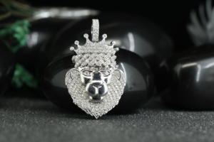 Iced Out Lion Pendant with Crown Moissanite Hip Hop Necklace 925 Silver King of the Jungle Wedding Jewelry Phoenix Enterprises - Product Image 1
