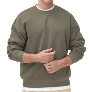 Sweat-shirt tricoté brodé pour homme, collection automne, vente en gros, OEM, ODM, personnalisé, col rond, décontracté, coupe-vent, 100% coton, 280g - Product Image 1