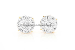 Pendientes de Plata 925 Chapados en Oro con Moissanita y Diamantes en Forma de Flor, Estilo Hip Hop, de Lujo, Unisex, para Fiesta, Regalo - Product Image 6
