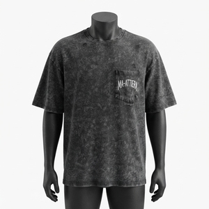 Men's <b>Black</b> Acid Wash Distressed T Shirt Skull <b>Wing</b> Graphic Print Oversized Short Sleeve Streetwear Apparel Wholesale - Product Image 3