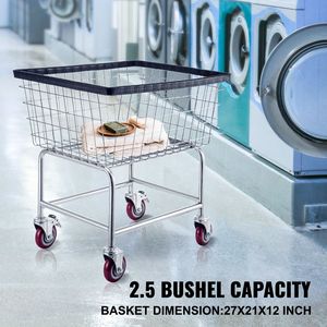 Carrello per lavanderia commerciale in filo metallico da 2.8 Bushel con ruote, dimensioni 26.7 X 21.7 X 26.4 FT, 21.7 X 26.4 X 26.7 FT, 26.7 X 21.7 X 26.4 - Product Image 6