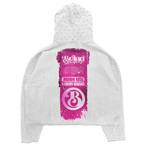 Sweat à capuche blanc pour homme Brand Studios, coupe régulière, imprimé numérique sur le dos, manches classiques, style streetwear, 100 % coton, été - Product Image 1