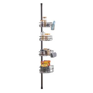 Portaoggetti angolare multifunzionale per doccia da 142-290 cm con asta a tensione robusta, vassoio portautensili resistente alla ruggine e portasciugamani premium - Product Image 5