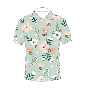 เสื้อโปโลพิมพ์ลายดอกไม้สีเขียวเซจสำหรับผู้ชาย เสื้อกอล์ฟแขนสั้นลำลองสำหรับฤดูร้อน - Product Image 1