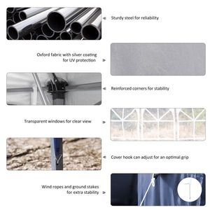 Tenda Pop-up Blu per Feste con 4 Pareti Laterali, Gazebo 10 X 20 per Matrimoni - Product Image 4