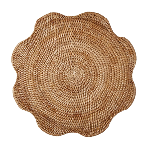 Natural Scalloped Rattan Placemat, Eco-friendly Wicker Charger <b>Plate</b> Natural Table <b>Mat</b> For TableTop Home Decor From Vietnam - Product Image 1