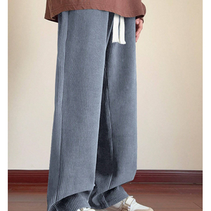 <b>Mens</b> Corduroy Straight Leg Casual <b>Pants</b> Drawstring Waist Wide Leg Trousers for Fall Winter <b>Lounge</b> Wear - Product Image 5