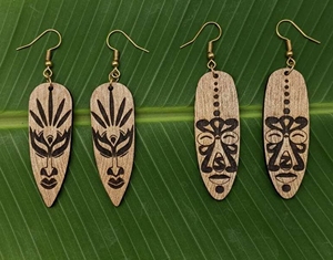 AMULYAM OVERSEAS Pendientes colgantes de copo de nieve geométricos hechos a mano de madera, joyería de moda para mujer, regalo - Product Image 3