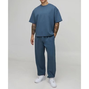 Conjunto de Dos Piezas Personalizado con Logotipo para Hombre, Camiseta Holgada Lisa y Pantalones Deportivos, Ropa Deportiva Informal - Product Image 1