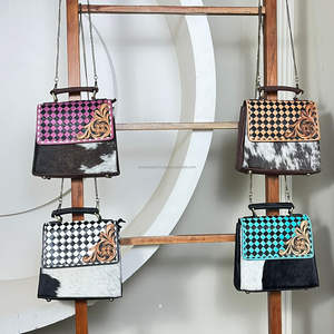 Sac bandoulière en cuir de vache véritable fait main par des designers 2026 avec motif floral et à carreaux gravé, sac messager, vente en gros, OEM, personnalisé - Product Image 5