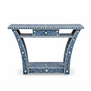 โต๊ะกาแฟลายกระดานหมากรุกสีดำขาวทรงกลมแบบโมเดิร์น  งานฝีมือประดับด้วยกระดูก  สำหรับห้องนั่งเล่น - Product Image 5