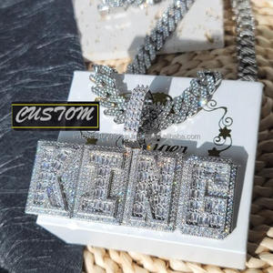 Pendentif en diamant de laboratoire de qualité supérieure « CEO KING » avec chaîne cubaine entièrement pavée, bijoux hip-hop, vente en gros - Product Image 2