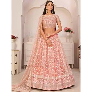 Adoring Pink Embroidered <b>Net</b> Plus Size Lehenga Choli for Bridesmaid - Product Image 2