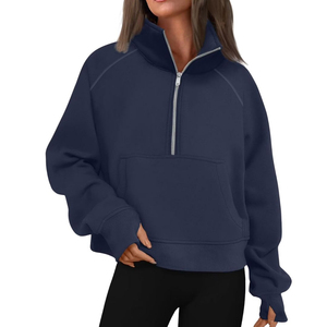Oversized Fit Women Quarter <b>Zip</b> <b>Sweatshirt</b> <b>Half</b> <b>Zip</b> Fleece Pullover Mock Neck Hoodie Streetwear Winter Cheap price Custom 2026 - Product Image 1