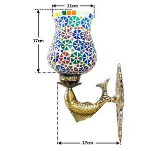 Lámpara de Pared de Vidrio Mosaico con Patrón Rajastaní Colorido, Hecha a Mano, Estilo Étnico, para Decoración del Hogar - Product Image 2