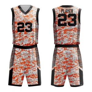 Custom Basketball Uniform Men <b>Camouflage</b> Print Jersey Shorts Set Number 23 Sublimation Quick Dry Sporty Style V Neck Summer Wear - Product Image 1