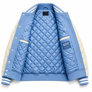 Chaqueta Universitaria Unisex Azul Claro para Bordar, con Botones Frontales, Informal, de Invierno, Ecológica y Transpirable - Product Image 4