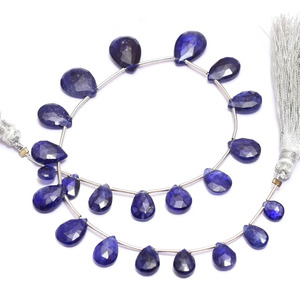 Cuentas sueltas de zafiro azul natural facetadas en forma de pera de 5x7mm-9x13mm, tipo briolette, para la fabricación de joyería. - Product Image 2